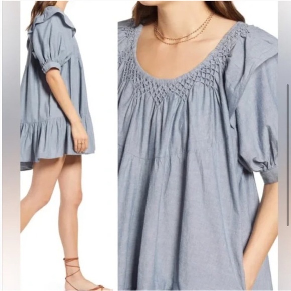 NWT Free People Amelie Denim Minidress - Picture 1 of 10